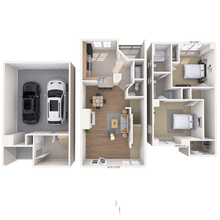 Townhome 2x2.5 1230-1274 SF 1221 floor plan